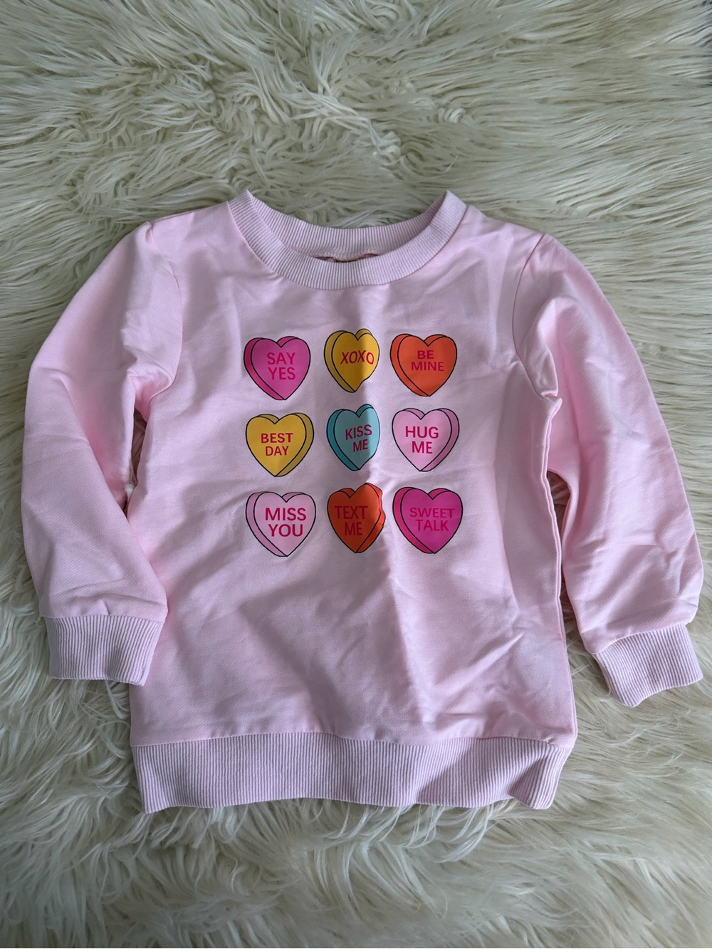 Kids Pink Conversation Heart Sweatshirt